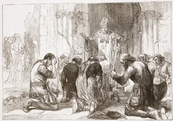 Lollards abjurando de su fe, ilustración de La Historia del Protestantismo de James Aitken Wylie, pub. 1878