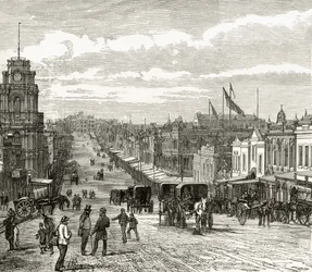 Mirando al este por la calle Bourke, Melbourne, c.1880, de 