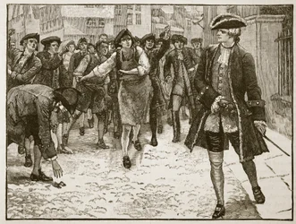 Lord Bute y los londinenses, 1763, ilustración de Cassells Illustrated History of England