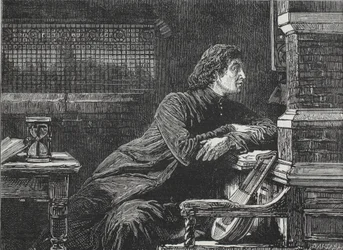 Lutero en la ventana, ilustración de La Historia del Protestantismo de James Aitken Wylie, pub. 1878