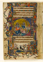 El padre y el hijo, inicial historiada del Salterio de Macclesfield, Uso de Sarum, East Anglia, c.1330