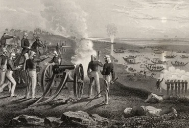 El Mayor Eyre expulsando a los rebeldes de Oude de Allahabad en 1857, de 
