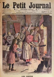 Haciendo panqueques, ilustración de Le Petit Journal, 26 de febrero de 1911