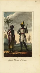 Hombre y mujer del Congo o Guinea Inferior, África