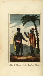 Hombre y mujer de la Tierra de Natal, Sudáfrica