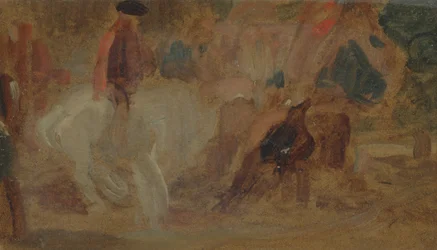 Hombre en un caballo blanco