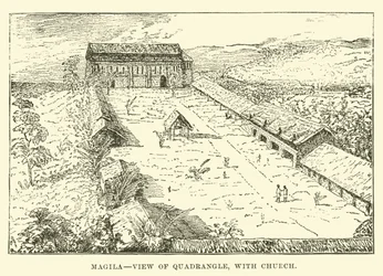 Mangila, vista del patio, con iglesia