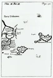 Mapa de Los Viajes de Gulliver por Jonathan Swift (1667-1745)