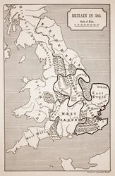 Mapa de Gran Bretaña en 593, impreso por Stanfords Geographical Establishment