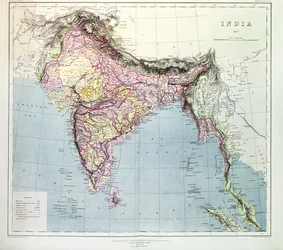 Mapa de la India, publicado bajo la dirección del Coronel H.R. Thuillier, R.E., Agrimensor General de la India, 1877