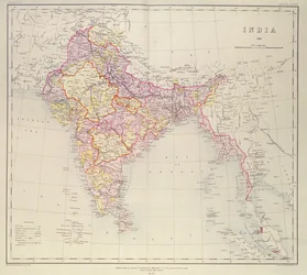 Mapa de la India, publicado bajo la dirección del Coronel H.R. Thuillier, R.E., Topógrafo General de la India, 1882