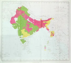 Mapa de la India, mostrando el progreso de las Encuestas Imperiales, publicado bajo la dirección del Coronel H.R. Thuillier, R.E., Topógrafo General de la India, 1888