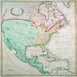 Mapa de América del Norte, publicado por T. Stackhouse, 1783