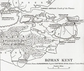 Mapa de Kent romano, Inglaterra, de 