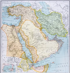 Mapa de Turquía, Oriente Medio, Cuerno de África y Golfo Pérsico en la década de 1890, de 