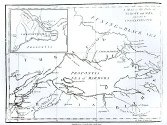 Mapa de las partes de Europa y Asia adyacentes a Constantinopla, de 