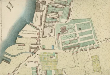 Mapa, mostrando la ubicación de Vauxhall Gardens, Londres