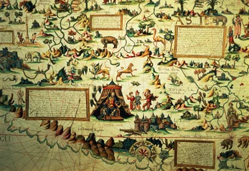 Cuenta de Marco Polo del Mapa de Asia, grabado por Jenkinson