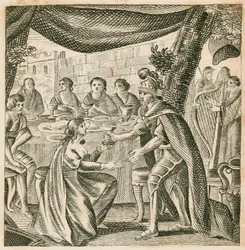 Matrimonio de Vortigern y Rowena, siglo V (grabado)