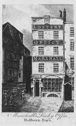 Oficina de la Suerte de Marshall en Holborn-Bars, c.1817 (grabado)