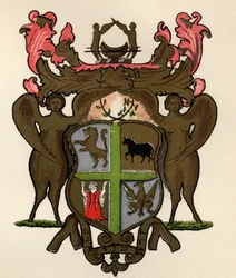 Estandarte masónico en posesión de la Logia de York, hacia 1776, de The History of Freemasonry, volumen II, publicado por Thomas C. Jack, Londres, 1883