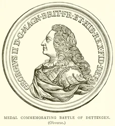 Medalla conmemorativa de la batalla de Dettingen (anverso)