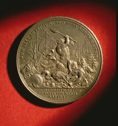 Medalla conmemorativa de la Batalla de La Hogue en 1692 (metal)