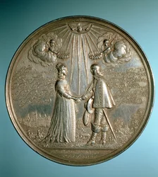 Medalla conmemorativa del matrimonio de la Princesa María (1631-60) con Guillermo II de Orange (1626-50), 1640
