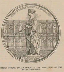 Medalla acuñada para conmemorar la reconstrucción del Royal Exchange