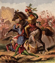 Medos y persas en batalla (chromolitho)