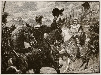 Encuentro de Enrique y el Emperador Maximiliano, ilustración de Cassells Illustrated History of England