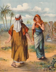 Encuentro de Isaac y Rebeca (litografía en color)