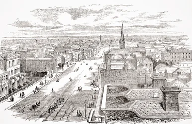 Melbourne, Australia, de The Gallery of Geography por Rev. Thomas Milner, publicado c.1880