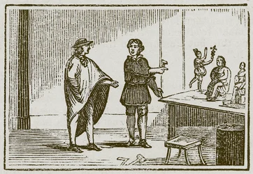 Mercurio y el tallador (grabado)