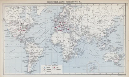 Mercurio, zinc, antimonio, etc. (litografía en color)
