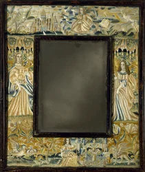 Espejo con bordado en relieve, c. 1650-1700