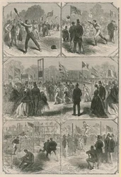 Montaje de ilustraciones relacionadas con los Deportes Atléticos del University College y el Servicio Civil