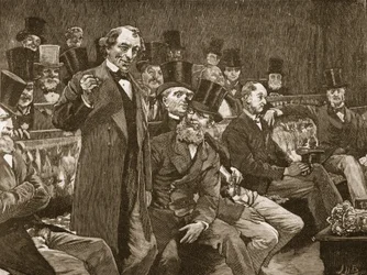El Sr. Disraeli contando a la Cámara de los Comunes su historia sobre el "champán seco".