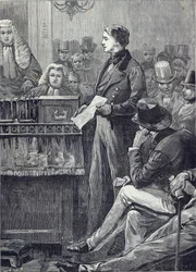El Sr. Gladstone pronunciando su primer discurso en la Cámara de los Comunes