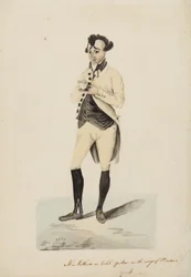 Sr. Matthews como Caleb Quotem en los Wags de Windsor, York, c.1820