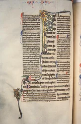 Ms.27, f.97v: Página de una copia glosada del Nuevo Testamento