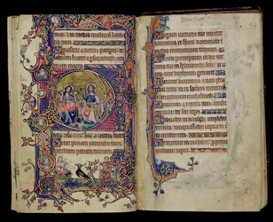 Ms 1-2005, ff.161v-162r: El Padre y el Hijo, inicial historiada D del Macclesfield Psalter, Uso de Sarum, East Anglia, c.1330