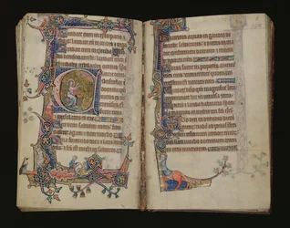 Ms 1-2005, ff.207v-208r: Isaías rezando, inicial historiada del Macclesfield Psalter, Uso de Sarum, East Anglia, c.1330