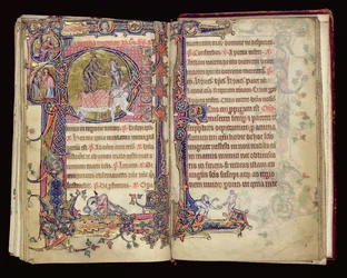 Ms 1-2005, ff.235v-236r: La Muerte golpeando, inicial historiada del Macclesfield Psalter, Uso de Sarum, East Anglia, c.1330