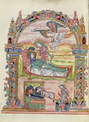 Ms 274 (Y-6) fol.32v Natividad, del Misal de Roberto de Jumieges, c.1016