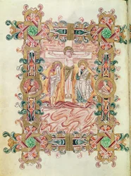 Ms 274 (Y-6) fol.71v La Crucifixión, del Misal de Roberto de Jumieges, c.1016