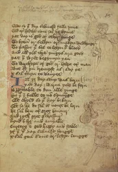 Ms. Harley 1735 fol.7r Página de un cuaderno médico escrita en inglés medio (vitela)