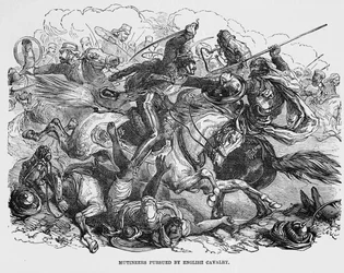 Amotinados perseguidos por la caballería inglesa
