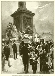 Día de Nelson: Escena en Trafalgar Square, Londres