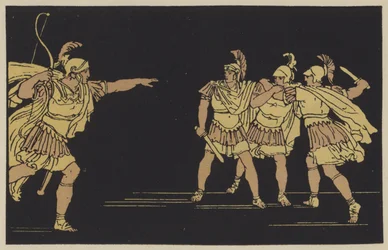 Nisus y Euryalus (litografía en color)